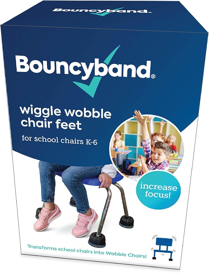 Bouncyband Wiggle Wobble Chair Feet – Transform a Standard School Chair into a Wobble Chair – Chair Feet for Classroom Help Improve Concentration and Calm Children Aged 3+