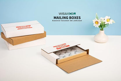 9x6x1.3 inch DVD Shipping Boxes, Multi-Depth Small Box for Mailing, Storing, Package, Gifts, Crafts, Business or Home, with Fragile Stickers, White, 25-Pack