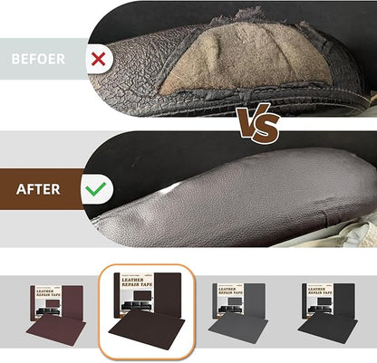 CHEIGHY 2pcs Leather Repair Kit, Self Adhesive Leather Repair Patch for Furniture 8.2X11 inch Vinyl Repair Kit for Couches Car Seats, Sofa, Office Chair, Belt, Jackets (Dark Coffee)