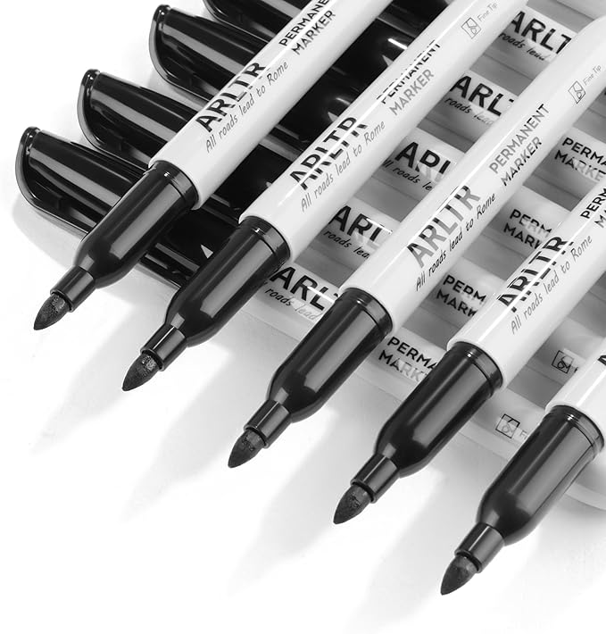 Permanent Markers Bulk with Fine Tip, Bulk Pack of 144 with Black, Works on Plastic,Wood,Stone,Metal and Glass for Doodling, Coloring as Office, School Supplies