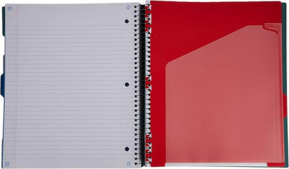 Five Star Advance Spiral Notebook + Study App, 3 Subject, College Ruled Paper, 11" x 8-1/2", 150 Sheets, With Spiral Guard and Movable Dividers, Seaglass Green, 1 Count (73136)