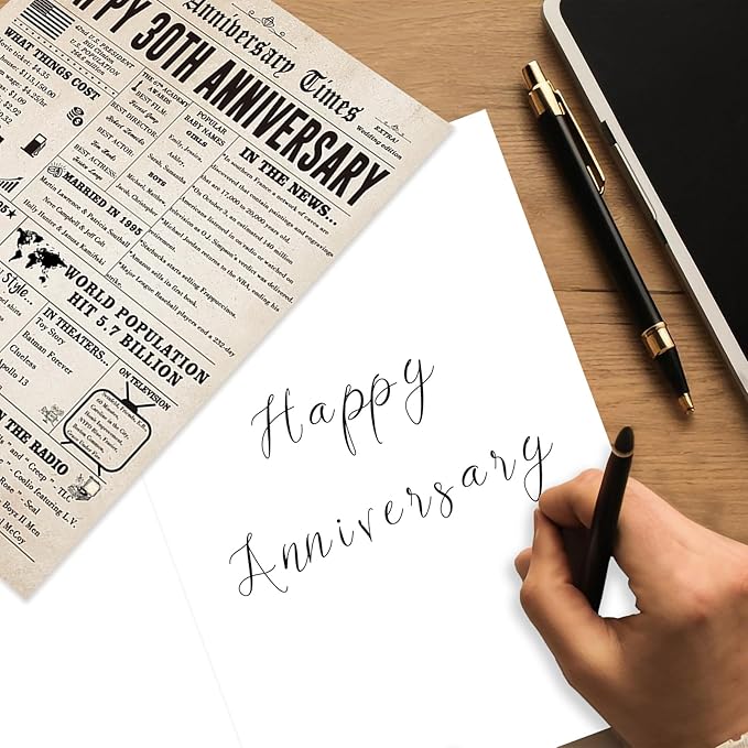 Big 30th Anniversary Cards for Women Men, Sweet 30 Year Anniversary Card for Husband Wife, Unique Pearl Wedding Gifts for Parents