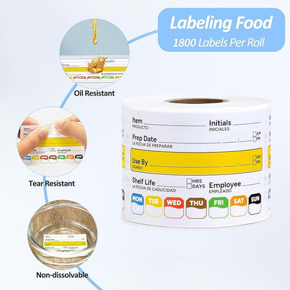 Restaurant Quality Shelf Life Food Rotation Labels, 2” x 3” Self-Adhesive Removable Freezer Food Labels Stickers, Perfect for Reusable Containers, Easy to Remove, Food Safety Date Sticker (6 PCS)