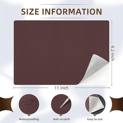 CHEIGHY 2pcs Leather Repair Kit Self Adhesive Leather Repair Patch for Furniture 8.2X11 inch Vinyl Repair Kit for Couches Car Seats Sofa Office Chair Belt Jackets (Coffee)