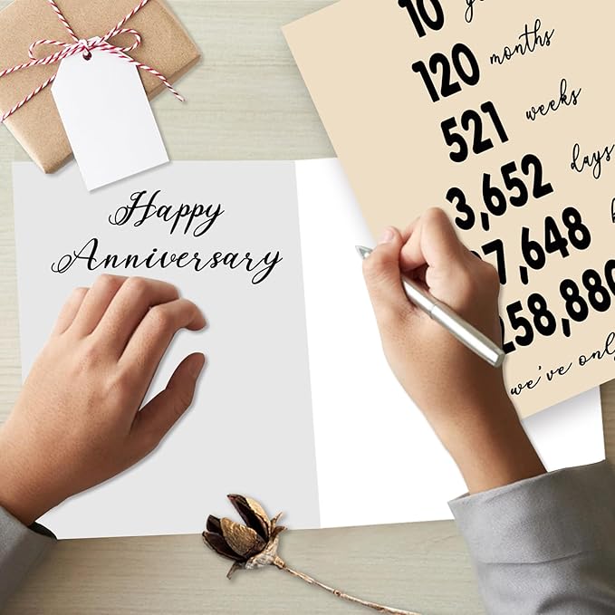YiKaLus Romantic 10 Years Anniversary Card for Him Her, Vintage Gifts for 10th Anniversary Couples, Sweet Ten Years Wedding Decorations for Husband Wife, Back in 2015