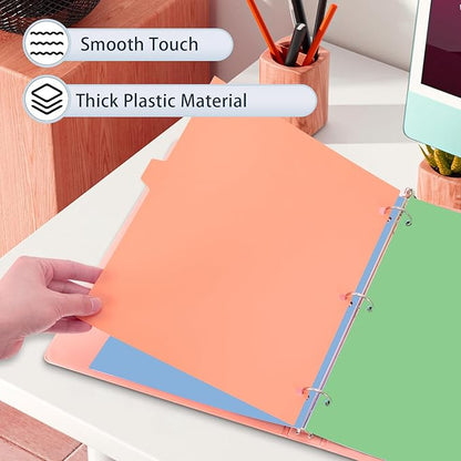 24Pcs/3 Sets Binder Dividers for 3 Ring Binder,8 Tab Plastic Dividers with Tabs, Pastel Color File Dividers, Notebook Dividers for School, Office