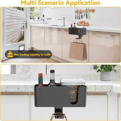 KDD 4 in 1 Desk Cup Holder - Clamp on Under Desk Headphone Hanger - Rotating Headphone Holder Detachable Pen Cup Holder Desk Storage for Cup, Phone and Pen(Black)