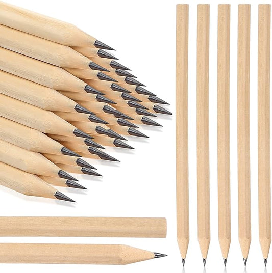 Fumete 100 Pieces Wooden Pencils Bulk No Eraser Hexagonal HB Graphite Unsharpened Natural Wood Pencils Without Erasers for Classroom School Home Office Drawing Sketching Learning