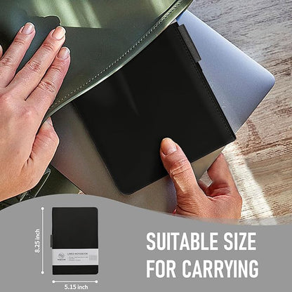 Hardcover Executive Notebooks, 160 Pages Line Ruled Classic Notebook Journal, Leather Notebooks with Pen for Bussiness College Writing Black