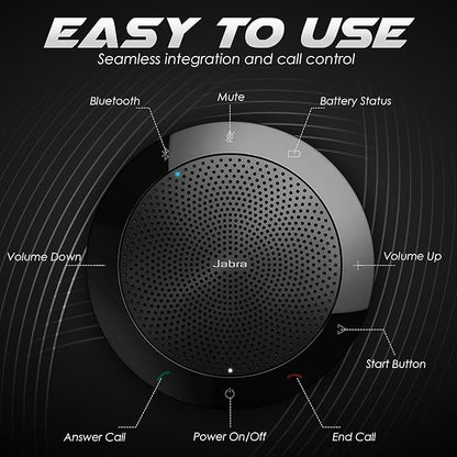 Jabra Speak 510 UC - Portable USB & Bluetooth Conference Speakerphone | Crystal Clear Sound for Meetings Anywhere | Zoom & Google Meet Certified | Optimized for Unified Communications