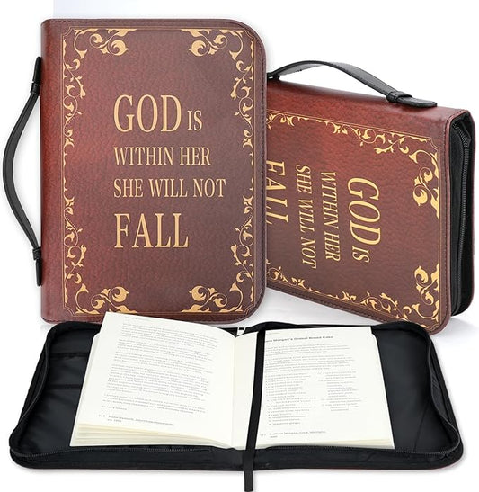 Bible Cover, Bible Covers Case for Women Men, Bible Case Bag, Large Book Carrying Case, Faux Leather Book Protector Case Fits Book 11.4X 8.2X 2.2 Inch, Teachers' Day Bible Accessories Gift