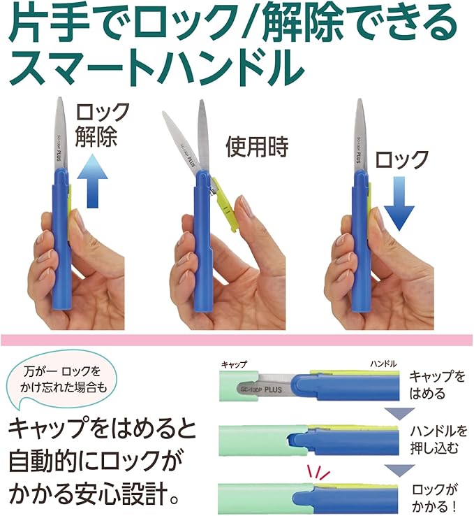 PLUS 34-572 Scissors Portable Type Fit Cut Curve Twiggy White Slim Form