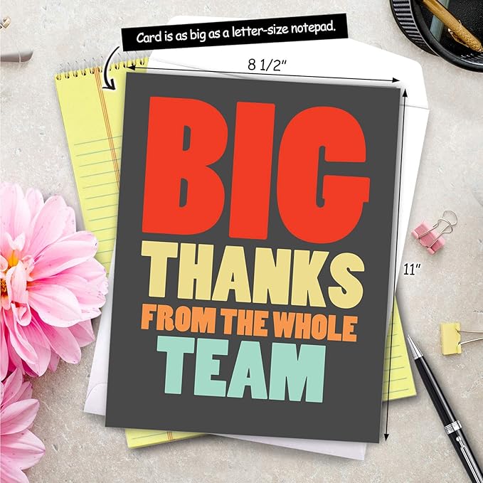 NobleWorks - Coach Thank You Greeting Card with Envelope Group, Coworker, Gang (Big 8.5 x 11 Inch) Big Thanks From The TeamJ6884TYG-US