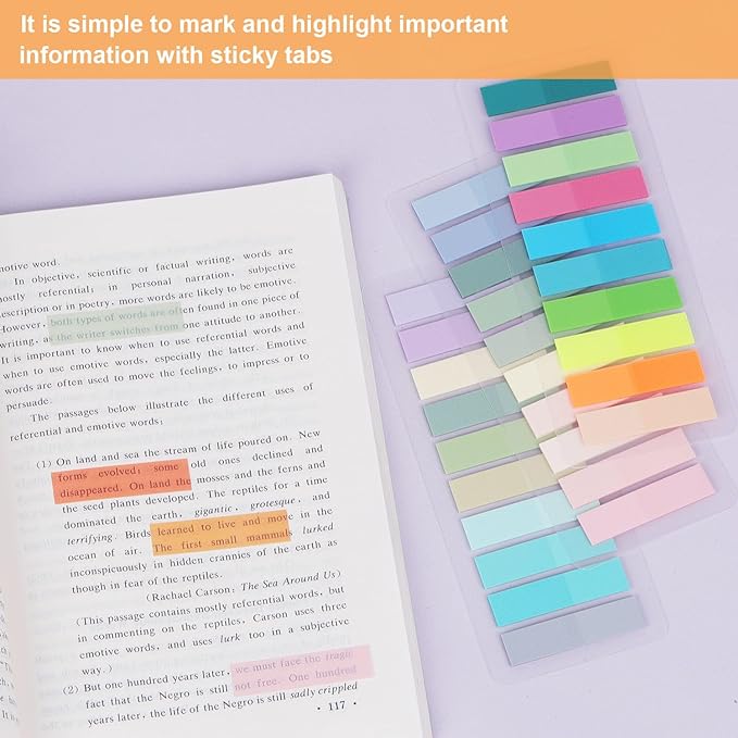 4200 Pcs Sticky Tabs - Colorful Book Tabs, Transparent Sticky Tabs for Books, Sticky Note Tabs, Page Markers Tabs, Book Markers, Page Tabs, Book Tabs for Annotating Books, Book Sticky Tabs