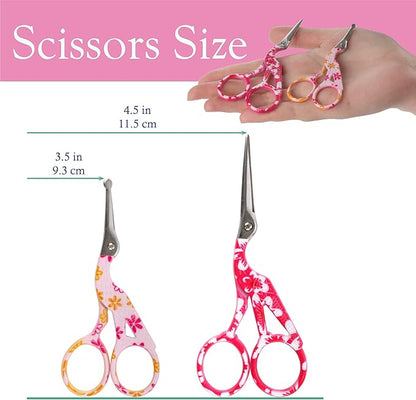 Stork Bird Rounded Safety Tip Embroidery Craft Stainless Steel Crane Scissors - Assortment B - 6 Pairs