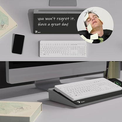 TOWON Black Desk Dry Erase Board with Charger Pad, Small Glass Desktop Whiteboard, Desktop whiteboard - Glass Dry Erase White Board- Desk Computer Buddy for Home Office Supply, 17 x 6 in