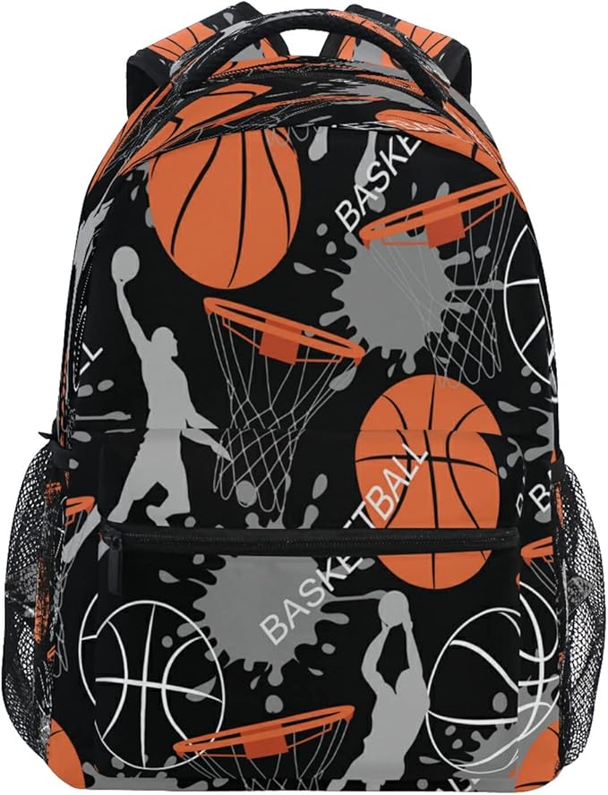 AUUXVA Sport Man Basketball School Backpack for Girls Boys Kids Laptop Backpack Travel Camping Daypack Medium