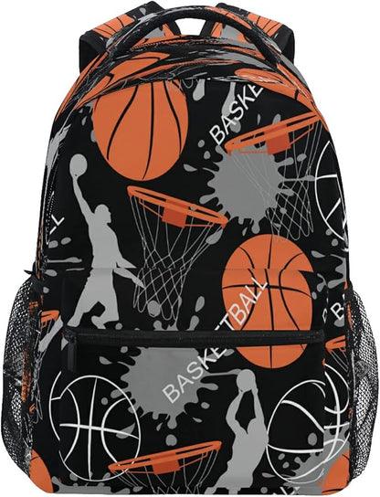 AUUXVA Sport Man Basketball School Backpack for Girls Boys Kids Laptop Backpack Travel Camping Daypack Medium