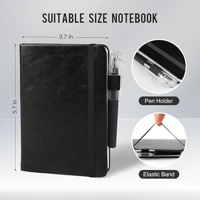 Small Notebook College Ruled, 3 Pack (Black) 3.7x5.7 in Pocket Notebook Journaling Notebooks Mini Hardcover Lined Note Pads with Pens for Work Business Travel and Office Supplies