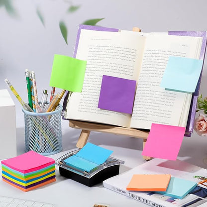 Meanplan 3 Pack Pop up Sticky Dispenser Post Note Holder Black Base with 24 Pads Colored Pop up Sticky Notes Memo Pads Blank Self Stick 3x3 Refills Back to School Office Supplies, 50 Sheet Per Pad