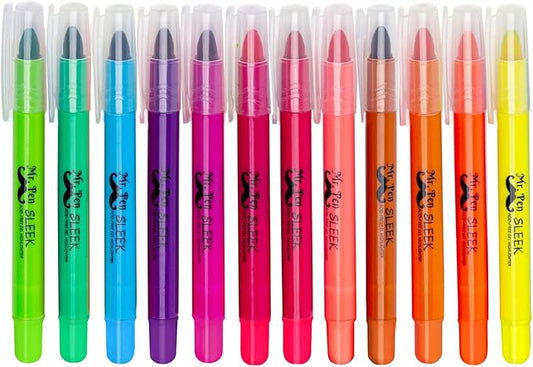 Mr. Pen- Highlighters, Fluorescent Gel Highlighter, Pack of 12, No Bleed Highlighter, Bible Highlighters, Sharpener, Highlighter Assorted Colors, Bible Study Highlighter, Bible Journaling Supplies