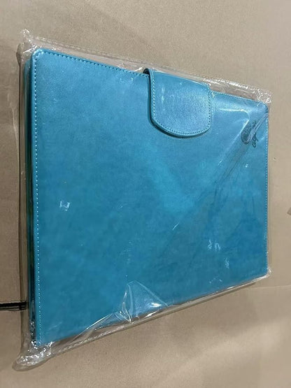 A4 Clipboard Folder Padfolio Clipboard,Faux Leather Interview Resume Folder with Magnetic Cover,Conference Document Organizer with Papers,Sticky Tabs,Pen,Work Folio for Women & Man,Pale Turquoise