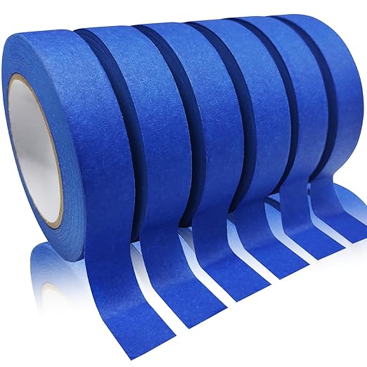 Blue Tape, Painters Tape, Masking Tape, 0.94 Inch x 60.1 Yards, 6 Rolls, Washi Paper, No Residue Painting Tape for Multi-Purpose, Kids Arts and Crafts, Scrapbooking Supplies, DIY Projects, Labeling