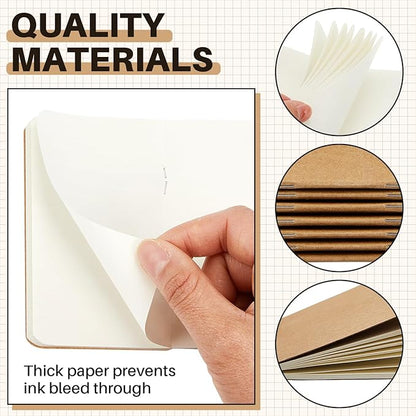 Outus 15 Pcs Mini Pocket Notebook 2.5" x 4" Small Journal Kraft Paper Notepads Bulk Softcover Pocket Notepad Memo Diary Subject Notebooks for Traveler Worker(Brown,Blank Style)