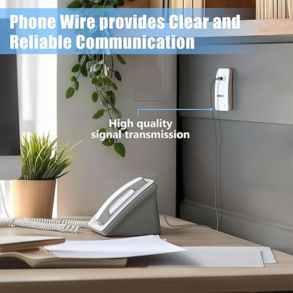 RJ11 6P4C Phone Extension Cord, 1 Pack 26 Feet(8M) Phone Cord for Landline, Black Telephone Line Cord, RJ11 Extension Cable with Fax/Modem for Office or Home