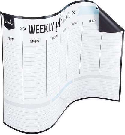 Cinch! 17x12-Inch Magnetic Weekly Planner for Fridge - Weekly Calendar and Meal Planner - Stain Resistant Dry Erase Whiteboard with 4 Fine Tip Markers and Eraser for Easy Scheduling