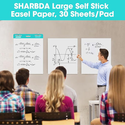 Sticky Mini Easel Pad, 15 x 18 Inches, Self Stick Flip Chart Paper,Sticky Chart Paper for Teachers, Anchor Chart Paper for Office, 30 Sheets/Pad,6 Pads