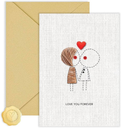 Anniversary Card for Couple Husband Wife, Happy Anniversary to Her Him, Romantic Wedding Love Gifts Valentines Day Card (Sewing Theme)