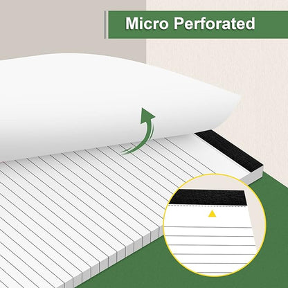6 Pack Note Pads 5 x 8 Inch Writing Pads College Ruled Legal Pads, White Lined Notepad for Work or School, 30 Sheets/Pad, Perforated Recycled Note Paper for Note-Taking, Grocery List