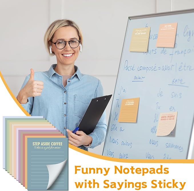 Funny Notepads with Sayings Sticky Funny Office Supplies to Do List Sarcastic Work Assorted Notepad for Workers, 12 Designs, 3 x 3.93 Inch(Vintage Style)