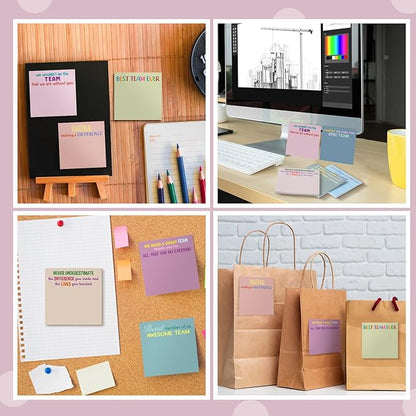 Yinder 24 Pcs Team Sticky Notes Team Appreciation Gifts Bulk Employee Coworker Inspirational Sticky Notes Pad Appreciation Gifts for Teacher Nurse Office Supplies 3 x 3''(Morandi,Appreciation)