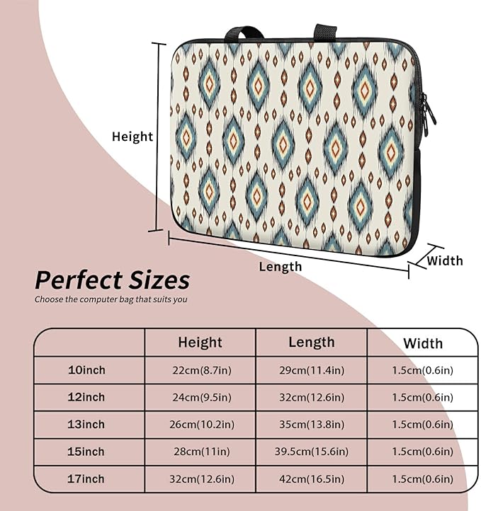 Universal Tablet Laptop Sleeve Case 10 inch, Geometric Ethnic Oriental Slim Carrying Case Durable Handbag Travel Laptop Bag for 7 to 10-inch Laptops/Notebook/Kids Tablet/ipad/eBook Readers