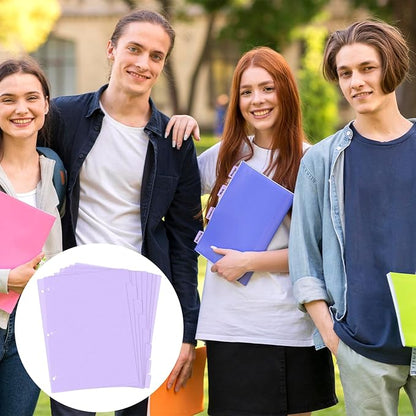 3 Ring Pink Binder Dividers with 8-Tabs, A4 Purple Binder Dividers, Sturdy Plastic Dividers, Aesthetic Dividers for Binder, Suitable for Notebooks and Binders, Tabs for Binder, 3 Hole Punch(Purple,A4)