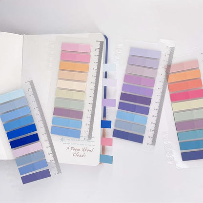 Potanro 800 Pcs Sticky Index Tabs, 4 Sheets Strip Index Tabs, Writable Page Sticky Notes with Ruler for Page Marking Classify File