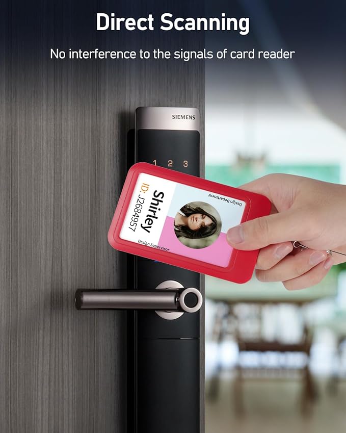 Uniclife 6 Pack Sliding ID Badge Holder Vertical Red Hard Plastic Case with Clear Window Red Card Protector Pouch for Office School ID Credit Cards Proximity Key Cards Driver’s Licenses and Passes