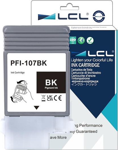 LCL PFI-107 Black 130-ml Ink Cartridge Replacement for Canon PFI-107 PFI-107BK PFI107BK for Canon ImagePROGRAF iPF670 iPF680 iPF685 iPF770 iPF780 iPF785 Printers (1-Pack)