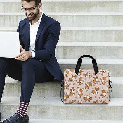 Cartoon Corgi Puppy Dog Laptop Messenger Bag Case Sleeve Briefcase for Men Women