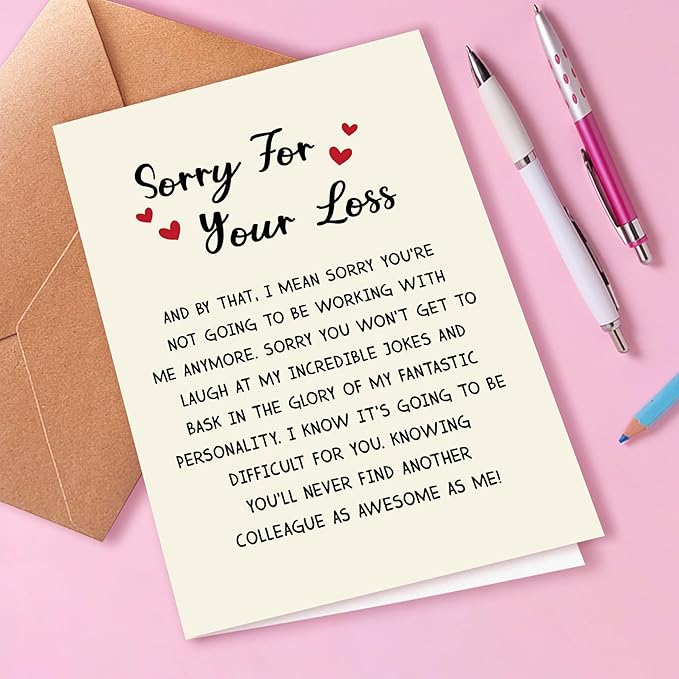Funny Resignation Card for Best Friend, Humorous New Job Card for Him/her, Departure Cards for Colleague, Cards To Apologize for Your loss, New Job Congratulations