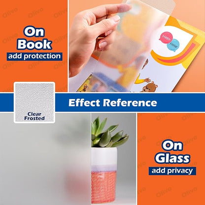 Frosted Clear Contact Paper Roll for Books Crafts, 17.5in x 10ft Sticky Adhesive Clear Plastic Cover Protector Film Liner