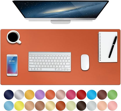 Boutilon Leather Desk Pad 30" x14",Non-Slip Mouse Pad,Office Desk Mat,Waterprooft PU Leather Desk Blotter,Desk Pad Protector,Desk Writing Pad for Home Office Decor (M-Orange H)