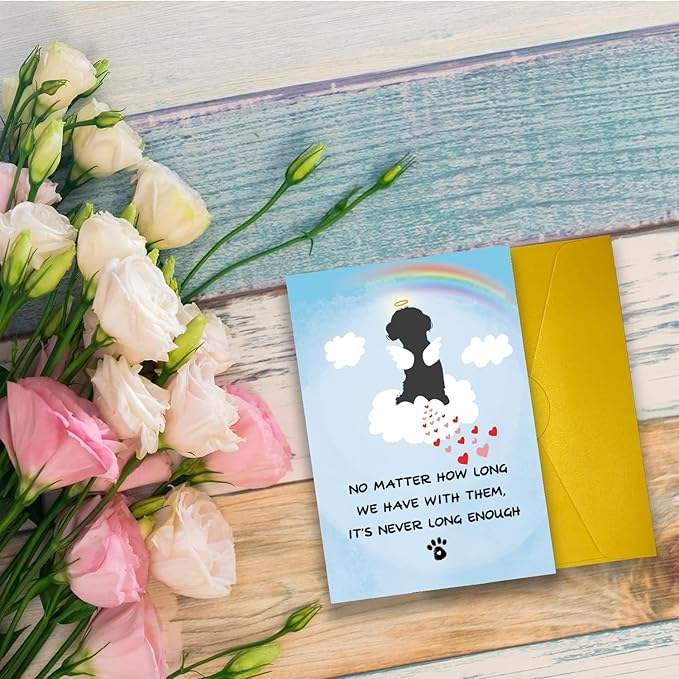 Dog Loss Sympathy Card, Cute Pet Dog Loss Card with Rainbow Bridge, Dog Condolence Card for Dog Owner Lover, Doggy Bereavement ard for Family Friends Dog Lover, Dog Sympathy Card, Pet Loss Card