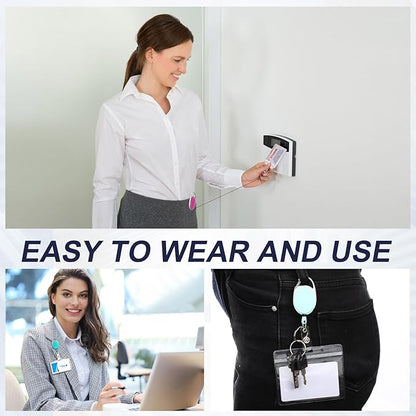 Honoson Heavy Duty Retractable Badge Reels Batch ID Badge Holder Retractable Clip Bulk Card Key Holder with Ring for Office Worker Employee, Doctor Nurse Gifts(Multicolor,50 Pcs)