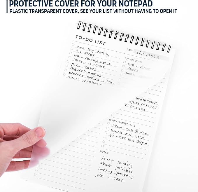 To Do List Notepad: With Multiple Functional Sections - 6.5 x 9.8" 60 Sheets - Spiral Daily Planner Notebook - Task CheckList Organizer Agenda Pad for Work - Note and Todo Organization
