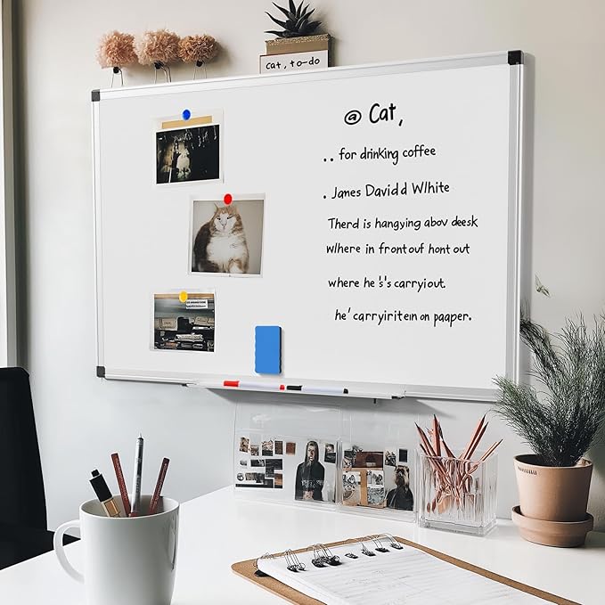 Sweetcrispy Magnetic Dry Erase Board, 36" x 24" Whiteboard for Home, School, Sliver Reinforced Aluminum Frame