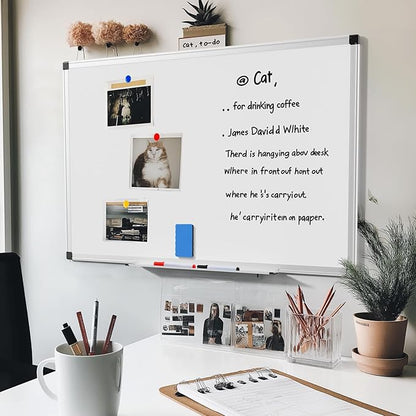 Sweetcrispy Magnetic Dry Erase Board, 36 X 24 Inches Whiteboard for Home Office School, Sliver Reinforced Aluminum Frame,1 Dry Eraser & 2 Dry Erase Markers & 4 Magnetic Pins