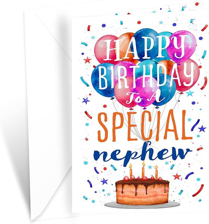 Prime Greetings Nephew Birthday Card, Made in America, Eco-Friendly, Thick Card Stock with Premium Envelope 5in x 7.75in, Packaged in Protective Mailer